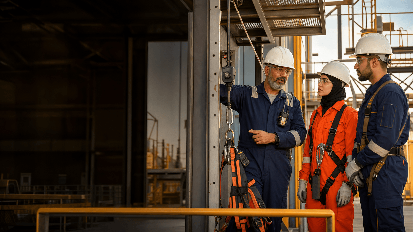 Shield HSE instructor leading practical industrial safety training for multinational workforce